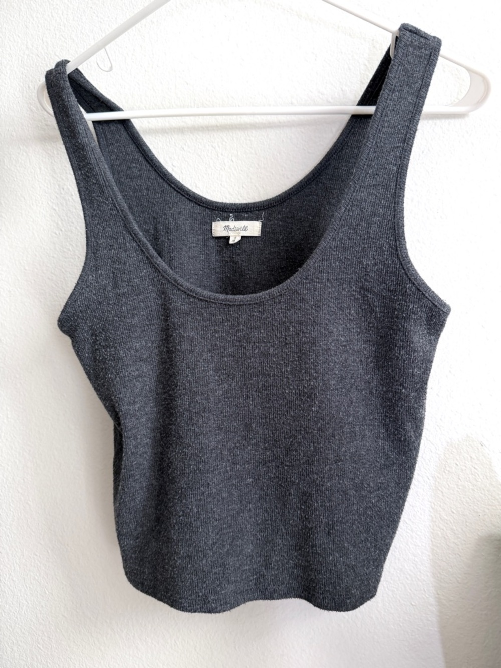 Womens Strappy Tank Top size S Small Madewell Gray Scoopneck Knit Acrylic Cotton - Picture 2 of 7